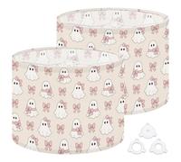 2Pcs 13in Lampshade Lamp Shade Cute Ghost Pink Bow Pastel Beige for Ceiling Light, Table Lamp Floor Lamp Easy Assembly Replacement Light Shade