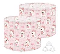 2Pcs 13in Lampshade Lamp Shade Cute Ghost Pink Bows Soft Pink for Ceiling Light, Table Lamp Floor Lamp Easy Assembly Replacement Light Shade