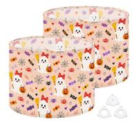 2Pcs 13in Lampshade Lamp Shade Cute Halloween Ghost Pumpkins Candy Webs for Ceiling Light, Table Lamp Floor Lamp Easy Assembly Replacement Light Shade