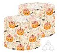 2Pcs 13in Lampshade Lamp Shade Cute Halloween Pumpkin Ghost Floral for Ceiling Light, Table Lamp Floor Lamp Easy Assembly Replacement Light Shade