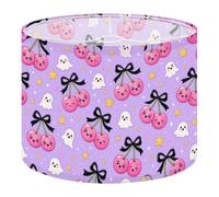 2Pcs 13in Lampshade Lamp Shade Cute Kawaii Cherries Ghost Purple for Ceiling Light, Table Lamp Floor Lamp Easy Assembly Replacement Light Shade