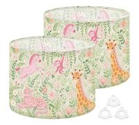 2Pcs 13in Lampshade Lamp Shade Cute Safari Animals Giraffe Monkey Zebra for Ceiling Light, Table Lamp Floor Lamp Easy Assembly Replacement Light Shade