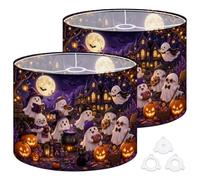 2Pcs 13in Lampshade Lamp Shade Halloween Ghost Party Pumpkins Full Moon for Ceiling Light, Table Lamp Floor Lamp Easy Assembly Replacement Light Shade