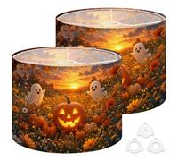 2Pcs 13in Lampshade Lamp Shade Halloween Pumpkin Patch Carved o Lantern for Ceiling Light, Table Lamp Floor Lamp Easy Assembly Replacement Light Shade