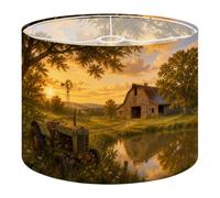2Pcs 13in Lampshade Lamp Shade Rustic Farm Landscape Barn Tractor Pond for Ceiling Light, Table Lamp Floor Lamp Easy Assembly Replacement Light Shade