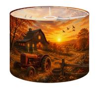 2Pcs 13in Lampshade Lamp Shade Rustic Red Barn Sunset Vintage Tractor for Ceiling Light, Table Lamp Floor Lamp Easy Assembly Replacement Light Shade