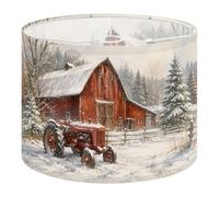 2Pcs 13in Lampshade Lamp Shade Rustic Red Barn Vintage Tractor Snowy for Ceiling Light, Table Lamp Floor Lamp Easy Assembly Replacement Light Shade