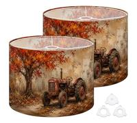 2Pcs 13in Lampshade Lamp Shade Rustic Red Tractor Vibrant Autumn Tree for Ceiling Light, Table Lamp Floor Lamp Easy Assembly Replacement Light Shade
