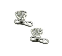 2Pcs 14G Base Surgical Steel Dermal Anchors with Cubic Zirconia Heart/Moon/Flower Tops - Hypoallergenic Personalized Microdermals Body Piercing Jewellery Gifts for Women (CZ Heart)