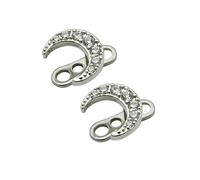 2Pcs 14G Base Surgical Steel Dermal Anchors with Cubic Zirconia Heart/Moon/Flower Tops - Hypoallergenic Personalized Microdermals Body Piercing Jewellery Gifts for Women (Moon)