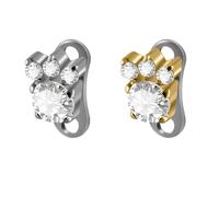 2PCS 14G G23 Titanium Cubic Zirconia Dermal Anchor Set Hypoallergenic Butterfly Flowers Microdermal Tops & Base for Lip, Cheek, Chest Piercing body Jewelry (Round Zircon Cat Paws)