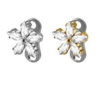 2PCS 14G G23 Titanium Cubic Zirconia Dermal Anchor Set Hypoallergenic Butterfly Flowers Microdermal Tops & Base for Lip, Cheek, Chest Piercing body Jewelry (Marquises Flower)