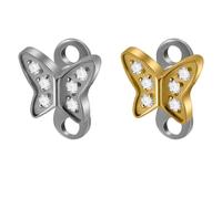 2PCS 14G G23 Titanium Cubic Zirconia Dermal Anchor Set Hypoallergenic Butterfly Flowers Microdermal Tops & Base for Lip, Cheek, Chest Piercing body Jewelry (Butterfly)