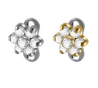 2PCS 14G G23 Titanium Cubic Zirconia Dermal Anchor Set Hypoallergenic Butterfly Flowers Microdermal Tops & Base for Lip, Cheek, Chest Piercing body Jewelry (Plum blossom)