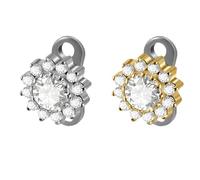 2PCS 14G G23 Titanium Cubic Zirconia Dermal Anchor Set Hypoallergenic Butterfly Flowers Microdermal Tops & Base for Lip, Cheek, Chest Piercing body Jewelry (Sunflower)