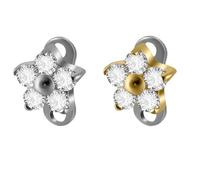 2PCS 14G G23 Titanium Cubic Zirconia Dermal Anchor Set Hypoallergenic Butterfly Flowers Microdermal Tops & Base for Lip, Cheek, Chest Piercing body Jewelry (Five-petaled flowers)