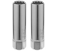 2pcs 14mm Deep Iron Car Spark Plug Socket, 3/8 Inch Ratchet Tool | Lightweight Silver Design for Garage Maintenance and Automotive Engine Bay Repairs, Suitable for Auto Mechanics and Vehicle