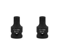 2pcs 14mm M14 Spline Bit Socket, 1/2-Inch Drive Brake Caliper Tool | Steel Construction, Low Profile Ergonomic Design, Impact-Ready Build for Automotive Repair and DIY Enthusiasts