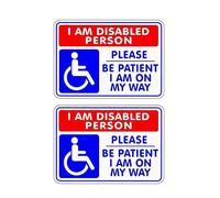 2Pcs 14x10cm I Am Disabled Person Please Be Patient Car Sticker - Self Adhesive Vinyl Decal for Car Windows & Bumpers