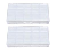2pcs 15 Grids Transparent Paint Box,Clear Plastic Painting Pigment Box,Painting Storage Containers Boxes,Portable Leakproof Watercolor Palettes Box for Artists Students Kids (Transparent)