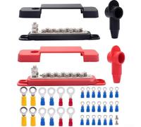 2PCS 150A 12V Bus Bar Power Distribution Block with 32pcs Ring Terminals and Silicone Covers for Marine Boat Automotive Electrical Applications