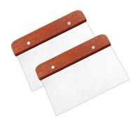 2Pcs 15CM Dough Scraper, Food Grade Stainless Steel Dough Cutter with Wooden Handle, Bench Scraper for Pizza Bread Cake Pastry and Baking Shaping