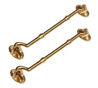 2Pcs 15cm Heavy Duty Polished Brass Cabin Door Hook and Eye Lock, Cabinet Latch with Fixing Screw for Door Gate Window Closet Shed Latch
