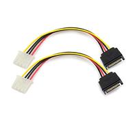 2Pcs 15Pin Male to IDE Molex 4Pin Female Extension Power Adapter Cable for ATA Hard Drives ROM Drive