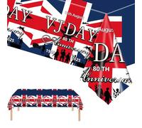 2Pcs 15th August VJ Day Tablecloths 137x274cm VJ Day 80th Anniversary Decorations Tablecloth,80 Years Victory Over Japan WW2 1945-2025 Plastic Table Cloth for VJ-Day 80th Anniversary Table Decoration