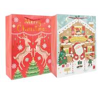 2Pcs 16.5'' "Merry Christmas" Gift Bags with Handles for Xmas Holiday Presents,Large Reusable Gift Wrapping Bag (Multi)