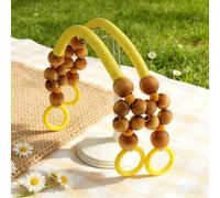 2pcs, 16-Bead Wooden, Beach Tote, Nylon Rope, Bag Handles, Strap Rustic Purse Handle Replacement Straw Handbag Handle Strap for Crocheted Handbags Baskets.10 Colors