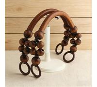 2pcs, 16-Bead Wooden, Beach Tote, Nylon Rope, Bag Handles, Strap Rustic Purse Handle Replacement Straw Handbag Handle Strap for Crocheted Handbags Baskets.10 Colors