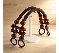 2pcs, 16-Bead Wooden, Beach Tote, Nylon Rope, Bag Handles, Strap Rustic Purse Handle Replacement Straw Handbag Handle Strap for Crocheted Handbags Baskets.10 Colors