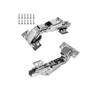 2PCS 165° Soft Close Kitchen Cabinet Hinges - Full Overlay Cupboard Door Hinges with Screws, Cold-Rolled Steel Nickel-Plated, Hydraulic Silent Closing for Frameless Cabinets