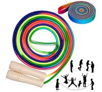 2PCS 16FT Rainbow Skipping Rope with Band Set, Adjustable Long Skipping Rope for Adults, Colorful Jumping Ropes for Outdoor Exercise Fitness Training Games and Fun Family Activities Outdoor Use