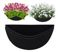 2Pcs 16Inch Half Round Felt Hanging Basket Liners, Fabric Half Circle Flower Basket Liners, Planter Hanging Box Liners Replacement Coconut Liner for Wall Hanging Planter Garden Fence Flower Window Pot