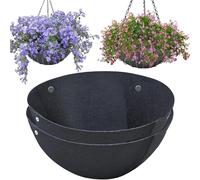 2Pcs 16Inch Round Felt Hanging Basket Liners, Fabric Circle Flower Basket Liners, Planter Hanging Box Liners Replacement Coconut Liner for Wall Hanging Planter Garden Fence Flower Window Baskets Pot