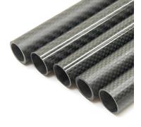 2pcs 16mm x 12mm x 400mm Carbon Fiber Tube Roll Wrapped (16mm OD / 12mm ID, Plain Weave, Matte Finish)