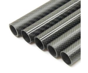 2pcs 16mm x 12mm x 400mm Carbon Fiber Tube Roll Wrapped (16mm OD / 12mm ID, Plain Weave, Matte Finish)