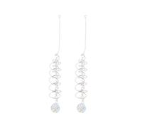 2pcs 17.7Inch Gazing Spiral Tail,Decorative Wind Spinner Sun Catcher,Glass Crystals for Indoor Outdoor Decoration