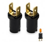 2Pcs 170790 Ba9s Side Lamp Bulb Holders Push-In Socket for Car Motorcycles | Brass & plastic build, works with 6V/12V/24V bulbs, ensures stable connection, perfect for replacing worn side lamp holders.