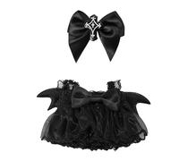 2pcs 17cm Doll Clothes Set, Delicate Gothic Style Demon Wing Dress Halloween Plush Clothing with Bow Clip Gorgeous Outfits and Accessories No Doll Included (Black)