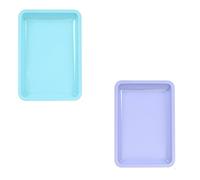2PCS 18 * 12.5 * 1.7cm Stainless Steel Tray Rectangular Decorative Storage Organizer Tray For Nail Art Desktop Tools,Cosmetic Light Blue and Purple