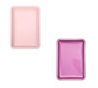 2PCS 18 * 12.5 * 1.7cm Stainless Steel Tray Rectangular Decorative Storage Organizer Tray For Nail Art Desktop Tools,Cosmetic Pink and Rose Red