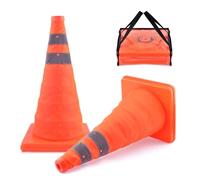 2pcs 18'' Collapsible Pop-up Traffic Safety Cones, Orange Multi-Purpose Reflective Warning Cone Football Cones for Road Parking Driving Practice Indoor and Outdoor Usage