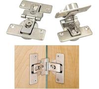 2PCS 180 Degree Hidden Flush Folding Cabinet Hinges, Adjustable Zinc Alloy Link Door Hinges for Wardrobe Closet Shoe Cabinet