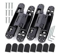 2pcs 180° Degrees Hidden Door Hinges - Adjustable Zinc Alloy Invisible Cross Hinges with Fixings