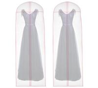 2pcs 180cm Wedding Dress Bag with Zipper Breathable Clear Garment Bags Dustproof Long Dress Bags Covers Non-woven Bridal Dress Cover Bag Full Length Travel Covers for Dance Costumes Suits