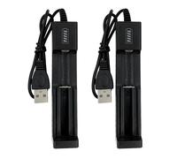 2Pcs 18650 Battery Charger USB Single-Slot Universal with Slide Design for Rechargeable Lithium Batteries