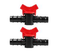 2PCS 18mm Ball Valve with Barbed Connector - Shut Off Hose Pipe Joiner Faucet Adapter (BK)